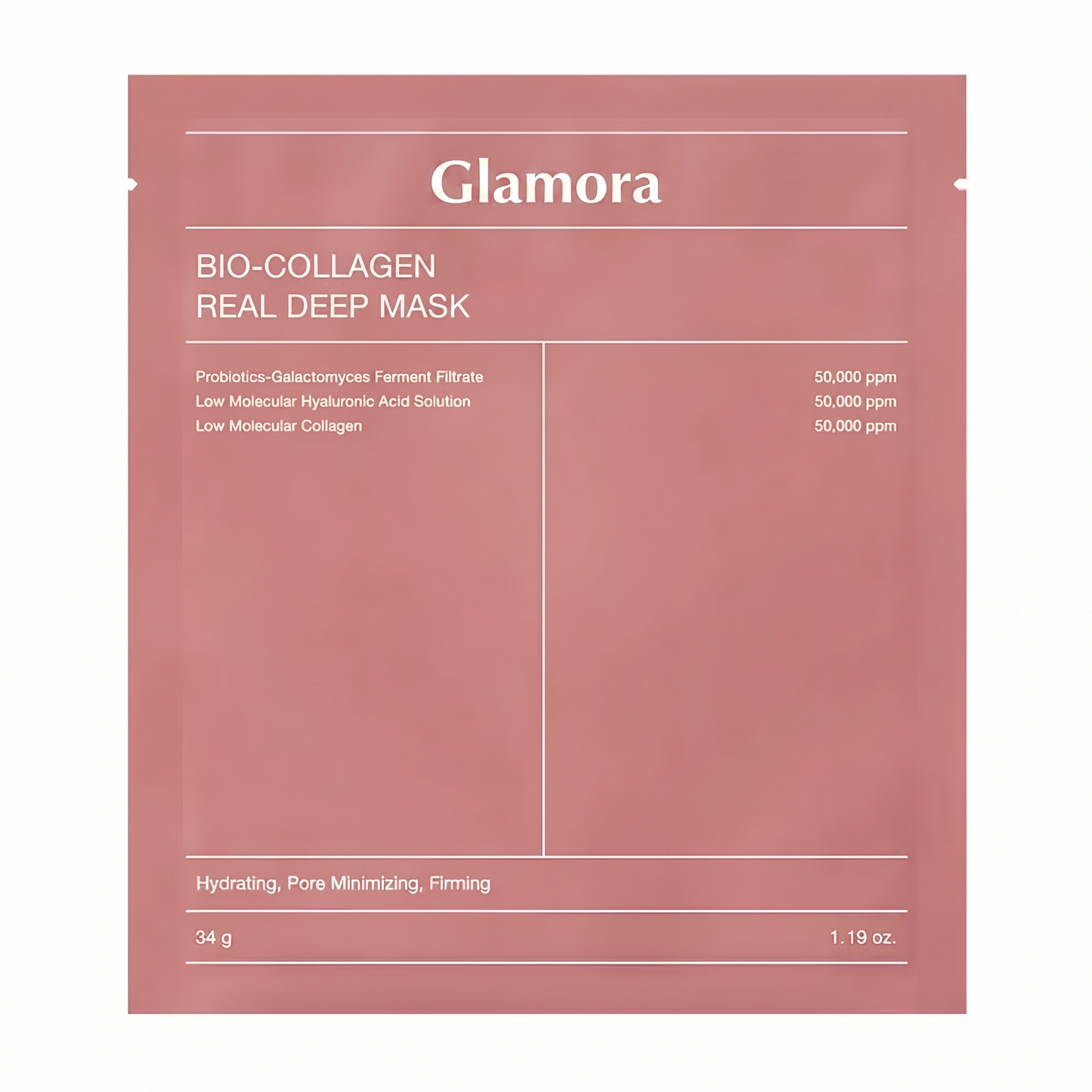 Glamora-Mascarilla Hidratante Facial con Biocolageno